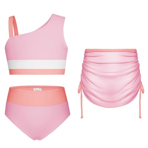 GRACE KARIN Mädchen 3-teiliges Bikini-Set Sommer Strand Schwimmanzug Rosa 6 Jahre von GRACE KARIN