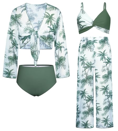 Mädchen Badeanzug Badebekleidung Ärmelloser Kinder Badebekleidung Blau Grün 10 Jahre von GRACE KARIN