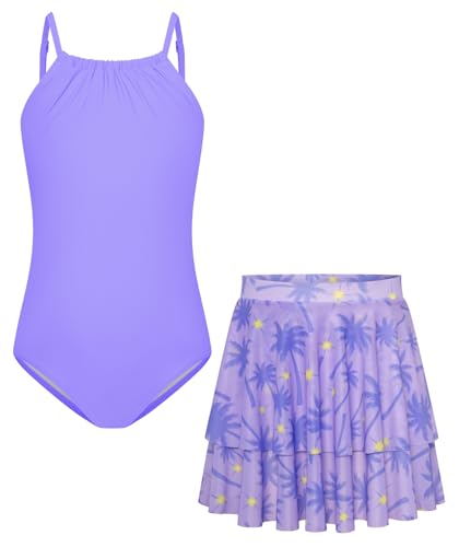 GRACE KARIN Mädchen Badeanzug Kinder Einteiliger Bademode Hawaiian Badebekleidung Lila 8-10 Jahre von GRACE KARIN