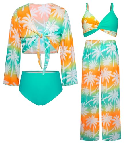 Mädchen Badeanzug Rash Guards Schwimmanzug Langarm Oberbekleidung Bademode Blau Lila 8 Jahre von GRACE KARIN