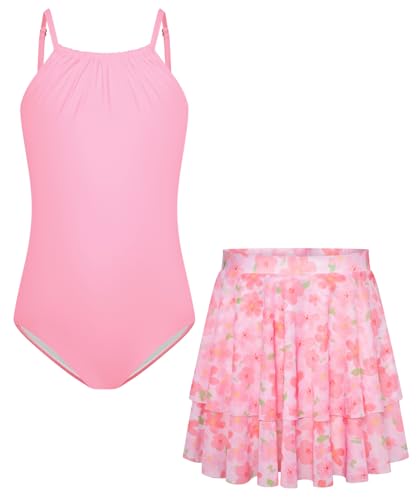 GRACE KARIN Mädchen Bademode Zweiteiliger Badeanzug-Set Schwimmanzug Badebekleidung Rosa 6-7 Jahre von GRACE KARIN