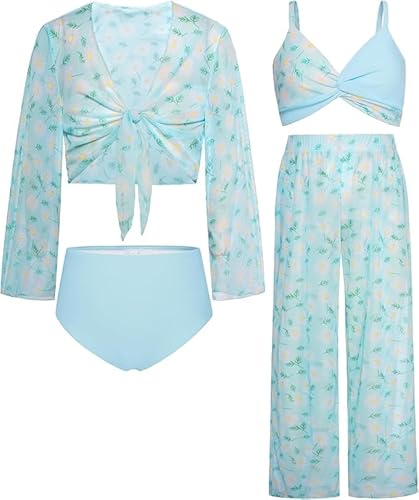 GRACE KARIN Mädchen Bikini Tankini Set 3 Teilige Badeanzüge Kinder Schwimmanzug Dunkellila Feuerwerk 8 Jahre von GRACE KARIN