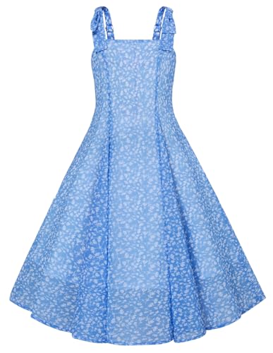 GRACE KARIN Mädchen Kleid 116 Kinder Sommer Festliches Prinzessin Einschulung Kleider 122 Blau von GRACE KARIN