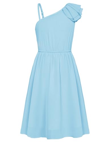 GRACE KARIN Mädchen Kleid 140 Kinder Festliches Sommer Prinzessin Hochzeit Blumenmädchen Party Einschulung Kleid Blau 152 von GRACE KARIN