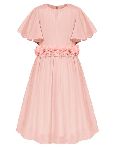 GRACE KARIN Mädchen Kleid Hochzeits 122 Kinder Festliches Sommer Einschulung Prinzessin Kleider 128 Blumenmädchen Kleid Rosa von GRACE KARIN