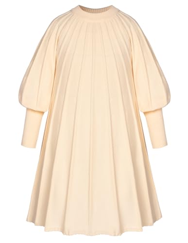 GRACE KARIN Mädchen Lässig Pullover Kleid Tauchen Langarm Rundhalsausschnitt Kleider Aprikose 10Y von GRACE KARIN