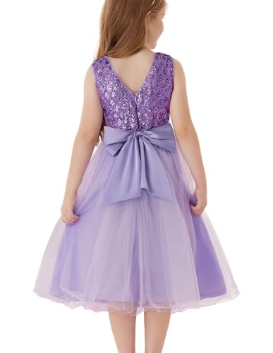 GRACE KARIN Mädchen Prinzessin Kleid Pailletten Tüll Festzug Geburtstag Party Hochzeit Brautjungfer Kleider Violett 5-6 Jahre von GRACE KARIN