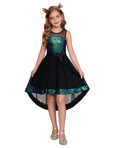 GRACE KARIN Mädchen Schwarzes Pailletten Prinzessin Partykleid Kinder Festliche Outfits Schwarz 8-9 Jahre von GRACE KARIN