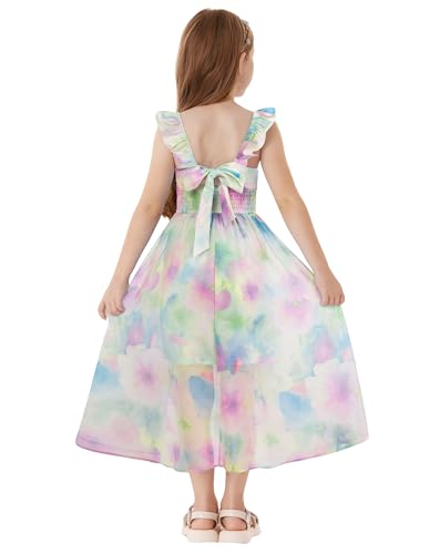 GRACE KARIN Mädchen Sommer Floral Bodycon Kleid Abendkleid Hochzeits Blumenkinder Kleid Girls Dress mit Chiffon Überzug Lila Grün 8-10 Jahre von GRACE KARIN