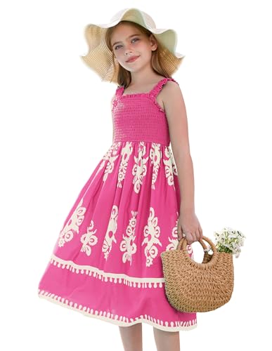 GRACE KARIN Mädchen Sommerkleid Ärmellos A-Linie Langes Kleid Rosa 7-8 Jahre von GRACE KARIN