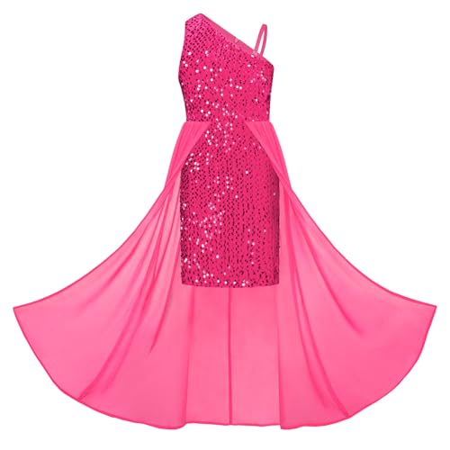 GRACE KARIN Mädchen Süß Kleid Prinzessin Kleid Schulterträger Kleider Pailletten Kleid A-Linie Maxikleid Casual Party Festlich Hochzeit Kinderkleidung 14 Jahre Rote Rose von GRACE KARIN
