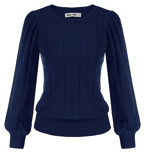 GRACE KARIN Oberteil Damen Strickpulli Langarm Pullover v Ausschnitt Pullover CL834-10 S von GRACE KARIN