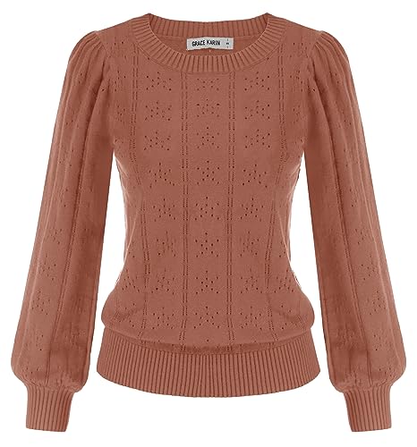 GRACE KARIN Pullover Casual Strickpullover Polyester Pullover Damen Oberteil CL834-14 M von GRACE KARIN