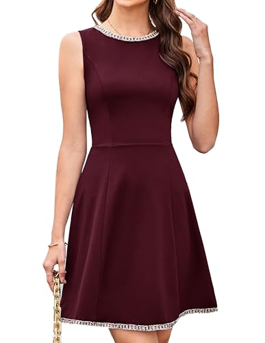 Damen Kleid Sexy Schwarzes Ärmelloses Rundhalsausschnitt Knielang A Linie Rockabilly Kleider CL437-03/Rotwein M Damen Kleid Sexy Schwarzes Ärmelloses Rundhalsausschnitt Knielang A Linie Rockabilly Kleider CL437-03/Rotwein M von GRACE KARIN