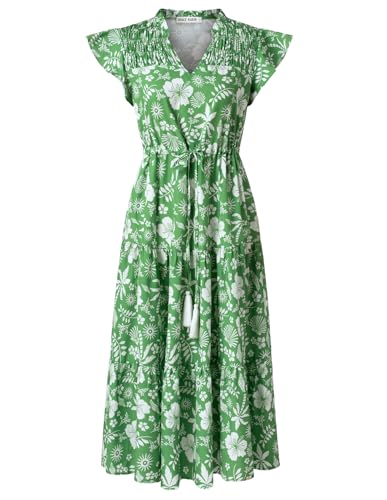 GRACE KARIN Sommerkleid Hochzeitsgast A-Linie Blumen Midi Kleid Lange Elegant Party Blumenkleider Grün-Weiße Blumen M GRACE KARIN Sommerkleid Hochzeitsgast A-Linie Blumen Midi Kleid Lange Elegant Party Blumenkleider Grün-Weiße Blumen M von GRACE KARIN