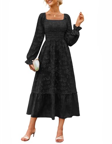 GRACE KARIN Spitze Kleider Schlicht Herbst Kleid Langarm Cocktailkleid CL213-4 2XL von GRACE KARIN