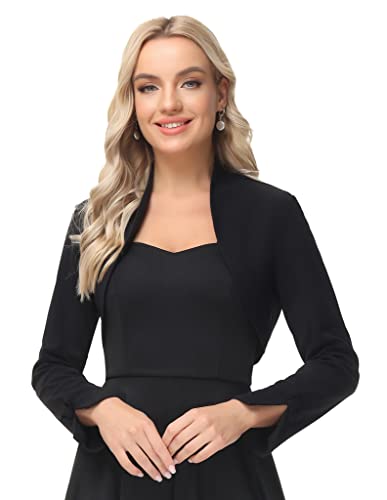 GRACE KARIN Strickjacke Damen Cardigan Schwarz Bolero Mode Boleroshrug DECl521-2 L von GRACE KARIN