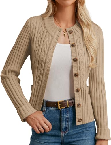 GRACE KARIN Strickjacke Damen Elegant Stehkragen Langarm Slim Fit Herbst Winter Jacke Damen mit Knöpf Khaki L GRACE KARIN Strickjacke Damen Elegant Stehkragen Langarm Slim Fit Herbst Winter Jacke Damen mit Knöpf Khaki L von GRACE KARIN