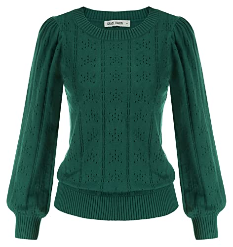 GRACE KARIN Strickpulli Damen Herbst Casual Strickpullover Bluse Langarm CL834-8 L von GRACE KARIN