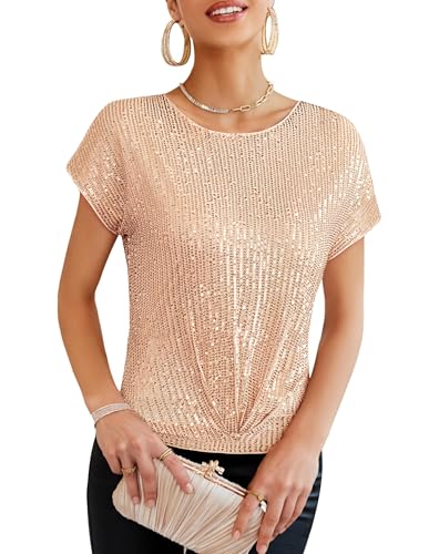 GRACE KARIN Weihnachten Valentinstag Oktoberfest Festlich Solid Farbe Lockere Passform Bequemes Sparkle Shimmer Weste Roségold M von GRACE KARIN