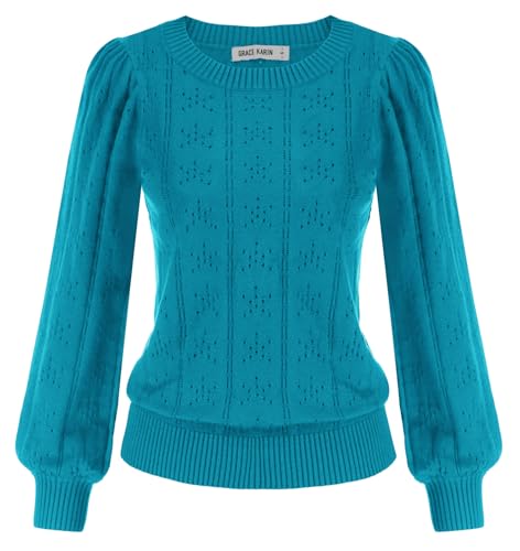 GRACE KARIN Winter Bluse Damen Langarm Pullover Strickpullover Rundhalsausschnitt Warm Sweater Cl834-15 XL von GRACE KARIN