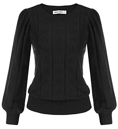 GRACE KARIN Winter Bluse Damen Langarm Pullover Strickpullover v Ausschnitt warm Sweater CL834-1 2XL von GRACE KARIN