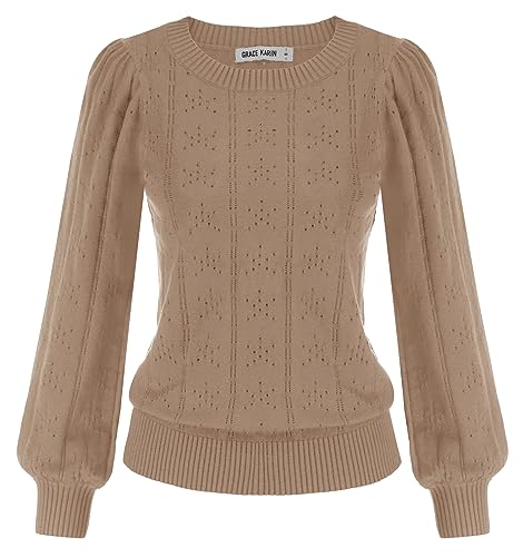 GRACE KARIN Winter Bluse Damen Langarm Pullover Strickpullover v Ausschnitt warm Sweater CL834-12 2XL von GRACE KARIN