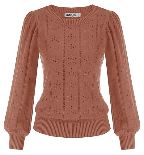 GRACE KARIN Winter Bluse Damen Langarm Pullover Strickpullover v Ausschnitt warm Sweater CL834-14 2XL von GRACE KARIN