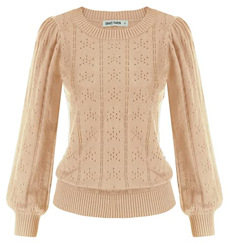 GRACE KARIN Winter Bluse Damen Langarm Pullover Strickpullover v Ausschnitt warm Sweater CL834-7 2XL von GRACE KARIN
