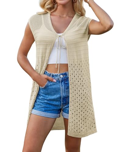 GRACE KARIN Women Casual Ausgehöhlt Lockere Freizeit Strickjacke Lang Dünne Hohlstrick Cardigan Aprikose XL GRACE KARIN Women Casual Ausgehöhlt Lockere Freizeit Strickjacke Lang Dünne Hohlstrick Cardigan Aprikose XL von GRACE KARIN