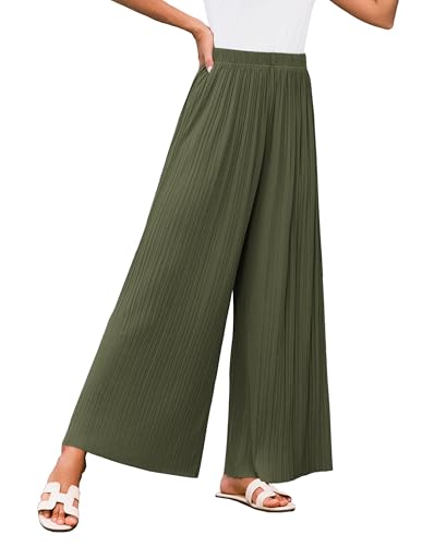 GRACE KARIN Women Causal Leciht Locker Hose Freizeithose Palazzo Hose Sommerhose Armeegrün L von GRACE KARIN