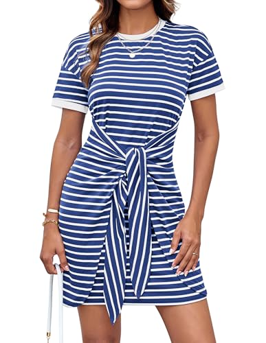 GRACE KARIN Women Elegant Kurzarm Bodycon Kleid Casual Streifen Sommerkleid Rundhals Minikleid Blau-weiße Streifen L GRACE KARIN Women Elegant Kurzarm Bodycon Kleid Casual Streifen Sommerkleid Rundhals Minikleid Blau-weiße Streifen L von GRACE KARIN