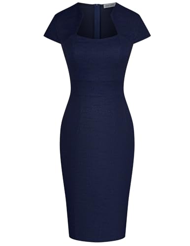 GRACE KARIN Wunderschönes Bleistiftkleid für Damen, Flügelärmel, Tweed-Bleistiftkleid für die Arbeit, Königsblau, Mittel von GRACE KARIN