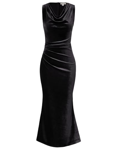 GRACE KARIN Damen Maxi Dress Lang Brautjungfernkleider Ärmellos Abendkleid Schwarz Größe 48 von GRACE KARIN