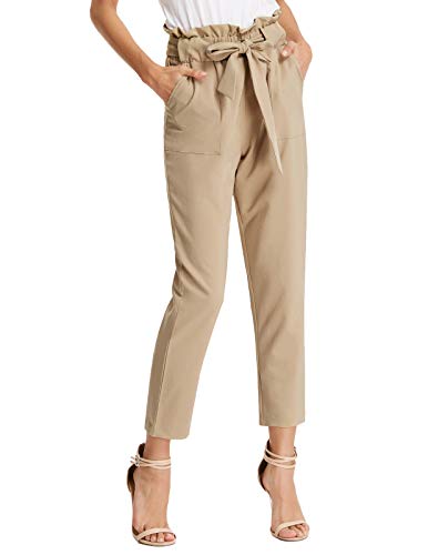 Grace Karin Damenhose, mit Fliege, hohe Taille, Bleistifthose, schlanke Passform - Beige - Groß von GRACE KARIN