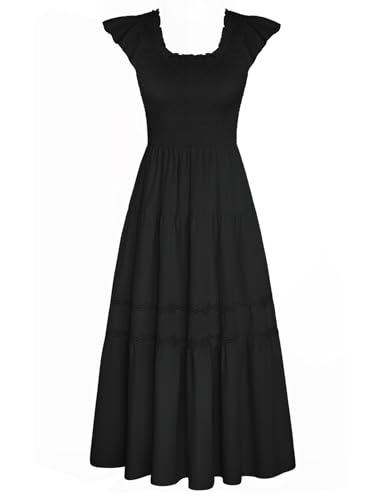 Kleid Damen Elegant Lange Swing Strandkleid Für Strand Urlaub Schwarz XL von GRACE KARIN