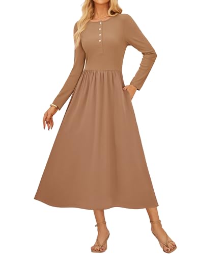 Kleid Damen Herbst Lang A-Linie Rundhals Langarm Strickkleid Damen Herbst Elegant Pulli Winterkleid Khaki S Kleid Damen Herbst Lang A-Linie Rundhals Langarm Strickkleid Damen Herbst Elegant Pulli Winterkleid Khaki S von GRACE KARIN