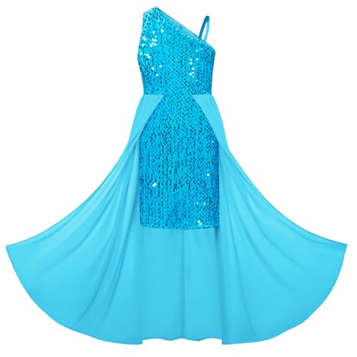 Mädchen A-Linie Maxikleid Casual Party Festlich Hochzeit Kinderkleidung Süß Kleid Prinzessin Kleid 8 Jahre Himmelblau Pailletten von GRACE KARIN