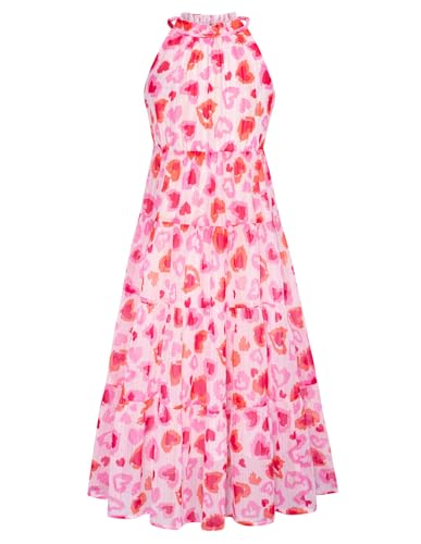 Mädchen Festlich Party Kleid - Neckholder A-Linie Blumen Prinzessin Hochzeit Kinder Kleid 14 Jahre Weiß-Rosa Herz CL2989S24-05 von GRACE KARIN