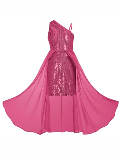 Mädchen Süß Prinzessin Kleid Mit Schulterträger Und Pailletten - A-Linie Maxikleid Für Casual Party, Festlich, Hochzeit - Kinderkleidung 12 Jahre Rosarot von GRACE KARIN