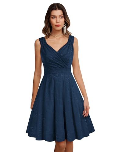 Partykleider Petticoat Kleid ärmellos Festliche Kleider Standesamt Swing Kleid Marineblau 38 von GRACE KARIN