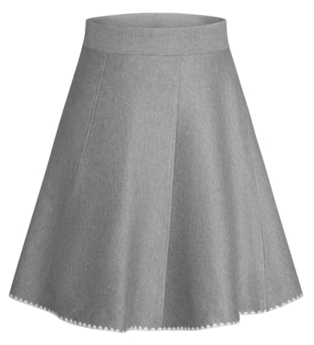 Skater Rock Damen Midirock Hohe Taille Rock A Linie Swing Faltenrock Grau L von GRACE KARIN