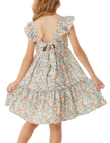 Sommer Blumen Kleid für Mädchen Ärmellos A-Linie Prinzessin Kleid Party Prom Kinderkleid cl1901-4 8-10 Jahre von GRACE KARIN