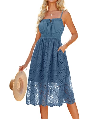 Sommer Kleid Elegant Cocktailkleid A-Linie Partykleid Hochzeit Freizeit Kleider Arbeit Spaghettiträger XXL Graublau -5 von GRACE KARIN