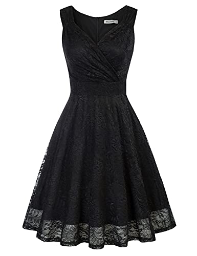 GRACE KARIN trägerkleid Knielang Retro Kleid a Linie Damen Festliche Kleider Spitze Swing Kleid CL645-1 XL von GRACE KARIN