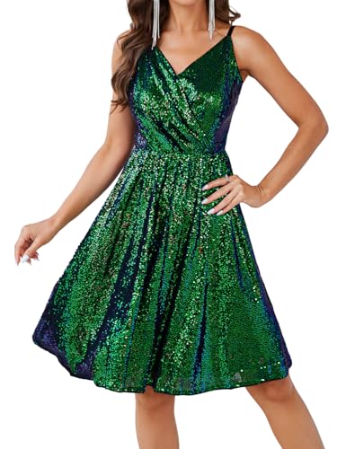 trägerkleid Knielang Retro Kleid a Linie Damen Festliche Kleider perlen Swing Kleid CL0526-3 XL von GRACE KARIN