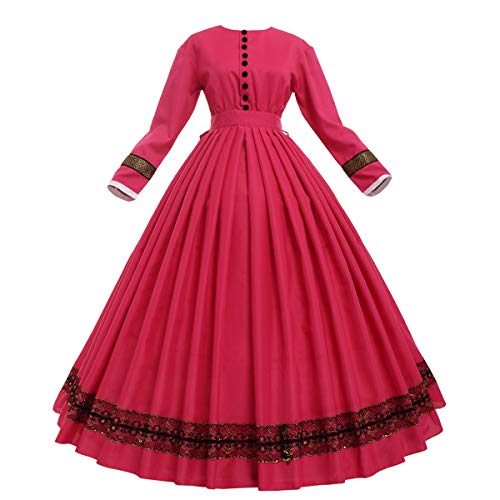 GRACEART Damen 1860s Viktorianisches Kleid Rokoko Party Kostüm (Rose rot, L) von GRACEART