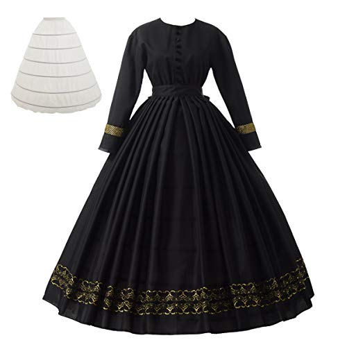 GRACEART Damen 1860s Viktorianisches Kleid Rokoko Party Kostüm (Schwarz, L) von GRACEART