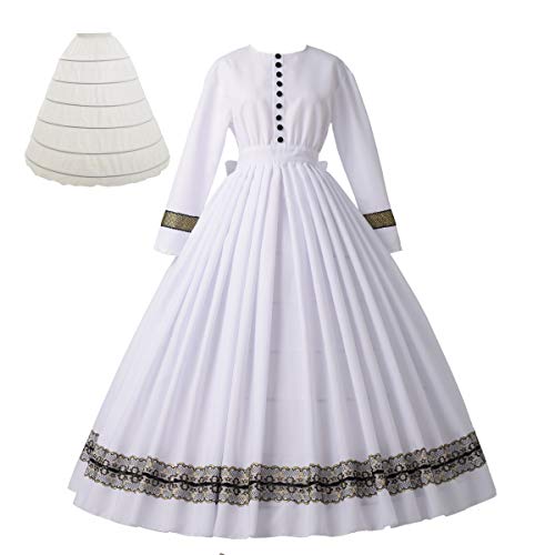 GRACEART Damen 1860s Viktorianisches Kleid Rokoko Party Kostüm (Weiß, L) von GRACEART