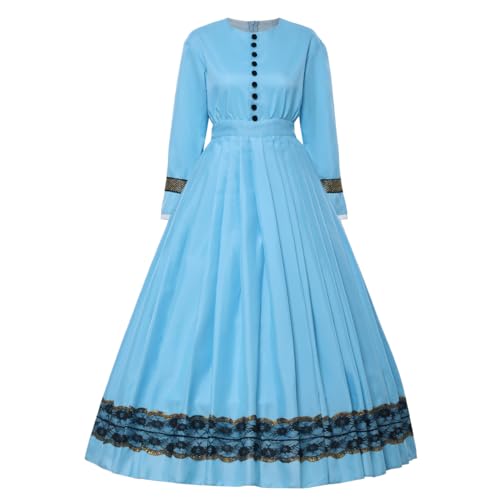 GRACEART Damen 1860s Viktorianisches Kleid Rokoko Party Kostüm (hellblau, XXL) von GRACEART
